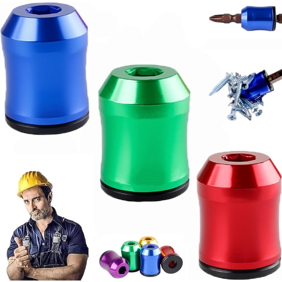 Curltub Strong Magnetic Screw Ring - 1/4 inch/6.35mm universal magnetic screw ring head & For Hex & Power Bits (three)