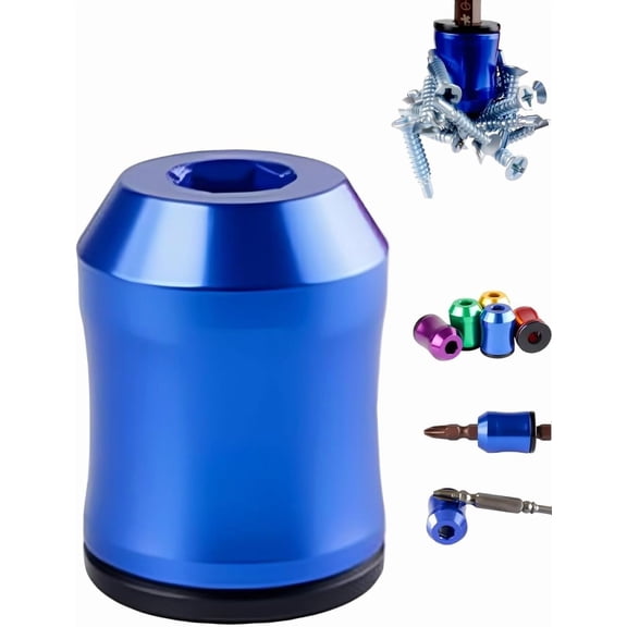 Curltub Strong Magnetic Screw Ring, No Slips Drops, 1/4 Inch/ 6.35 mm Universal Ultra-Strong Magnetic Screw Ring Bit for Hex Screwdriver and Power Bits (Blue)