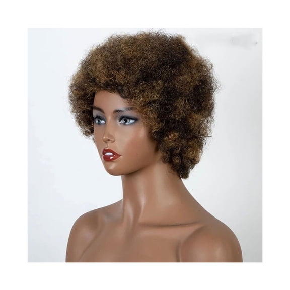Curly Afro Wigs Short Brown Wigs Blonde Pixie Curly Wig Human Hair Machine Made