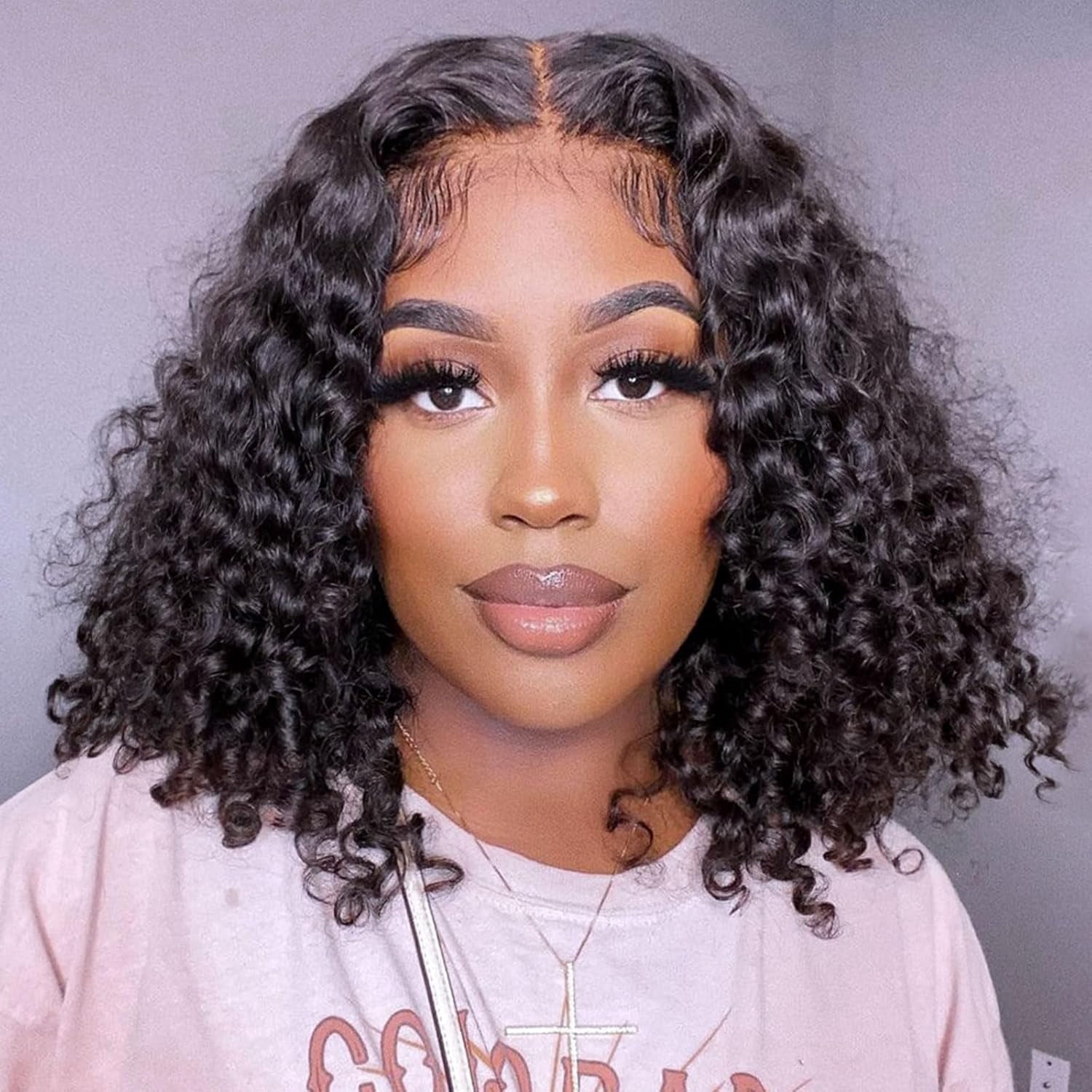 Curly Bob Wig Synthetic Wig Deep Wave 13x6 HD Lace Front Wigs For Black Women Hair Pre Plucked Wear And Go Glueless Short Wet And Wavy Chocolate Brown 12 Inch