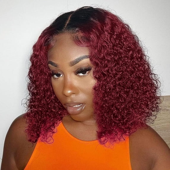 Curly Bob Wig Synthetic Wig Deep Wave 13x6 HD Lace Front Wigs For Black Women Hair Pre Plucked Wear And Go Glueless Short Wet And Wavy Chocolate Brown 12 Inch