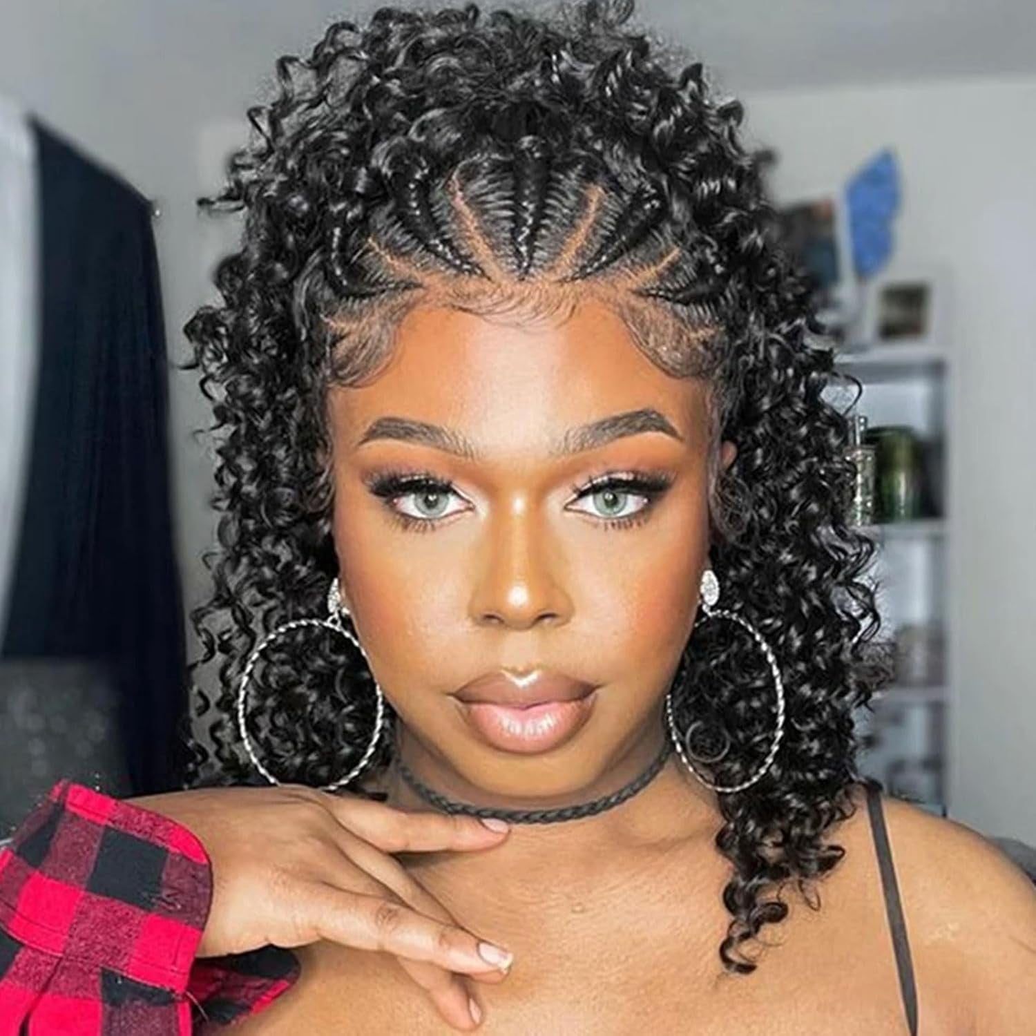 Curly Bob Wig Synthetic Wig Deep Wave 13x6 HD Lace Front Wigs For Black Women Hair Pre Plucked Wear And Go Glueless Short Wet And Wavy Chocolate Brown 12 Inch