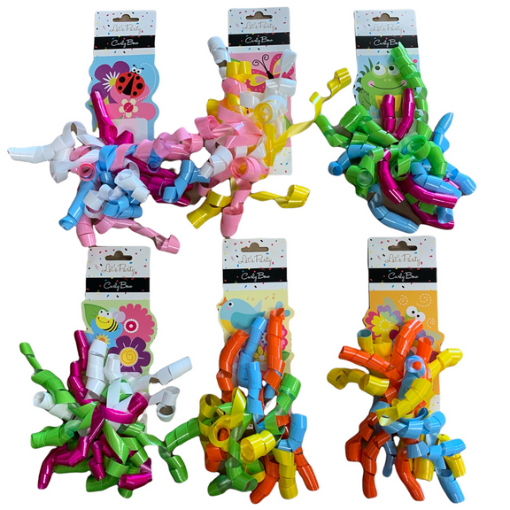 Curly Bow Ribbon Self-Adhesive Gift Wrap Accessory Glossy Sparkly Shiny Dazzling Crimped Shimmering Elegant Bouncy Spring Multi-Colored Self-Adhesive Gift Tag