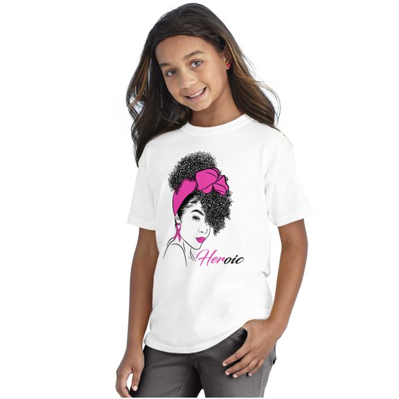 Curly Breast Cancer Her Heroic Black Girls Kids T Shirt Tees Brisco Brands S