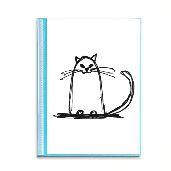 Curly Cat Sle Sit Line Art Deco  Fashion Book Sheet Protectors Portfolio Binder Folder