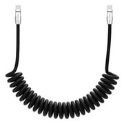 Chubby Cable Curly Chubby-240W Retractable Fast Charging Cable for Car, USB C Coiled Charge Cord Compatible with Car, Tablets, Black