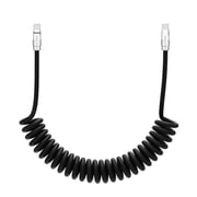 Curly Chubby 240W USB C to USB C Retractable Fast Charging Cable for Car Durable Coiled Cord, Black