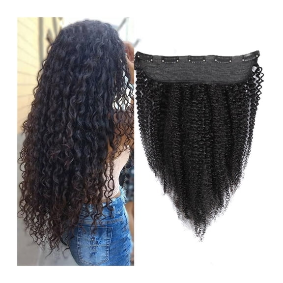 Curly Clip in Extensions Human Hair 18 Inch Black Curly Hair Extensions Clip in Human Hair One Piece 5 Clips Brazilian Natural Black Wavy Hair Extensions Clip Ins