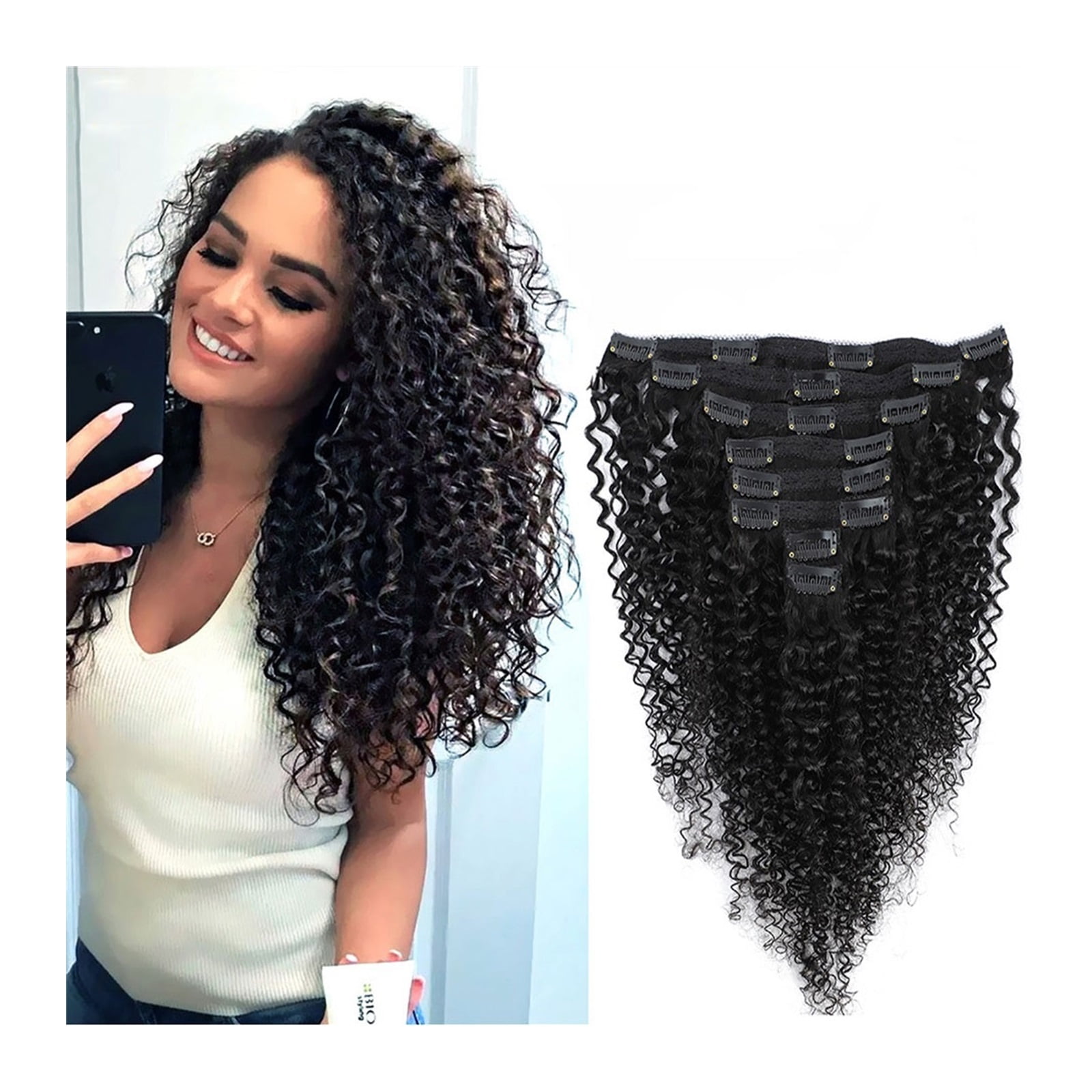 Curly Clip in Human Hair Extensions 120g Curly Real Hair Clip in ...