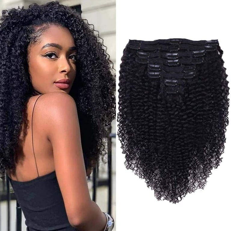 10 Inch Afro Kinky Curly Clip in Hair Extensions 1B Natural Black Afro  Kinkys Curly Clip in Hair Extension for Black Women 3C 4A Type Real Remy  Hair