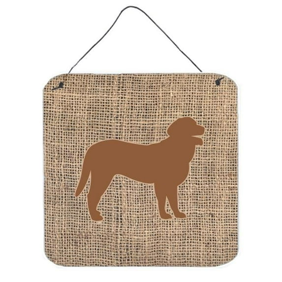 Curly Coated Retriever Burlap And Brown Aluminium Metal Wall Or Door Hanging Prints