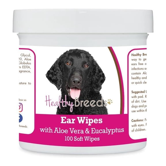 Curly-Coated Retriever Ear Cleaning Wipes with Aloe & Eucalyptus for Dogs - 100 Count