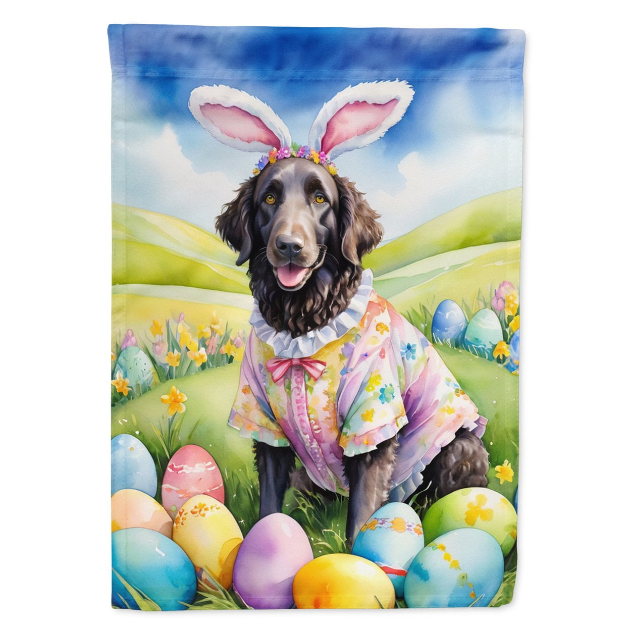 Curly-Coated Retriever Easter Egg Hunt Garden Flag 11.25 in x 15.5 in