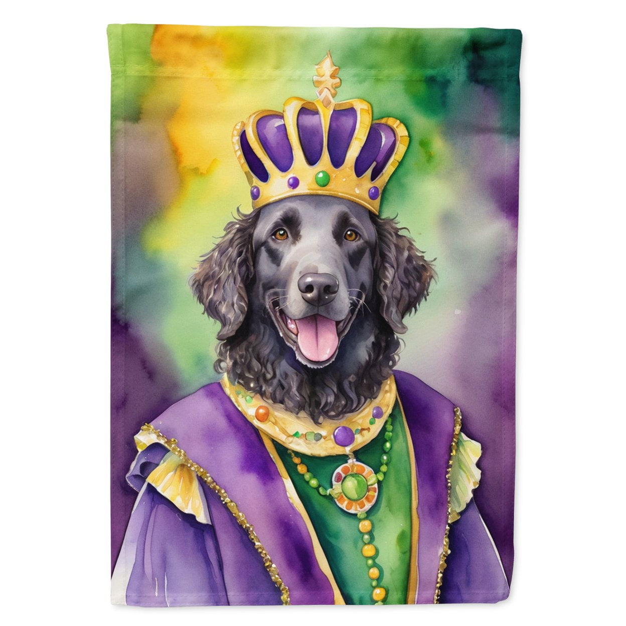 Curly-Coated Retriever King of Mardi Gras House Flag 28 in x 40 in