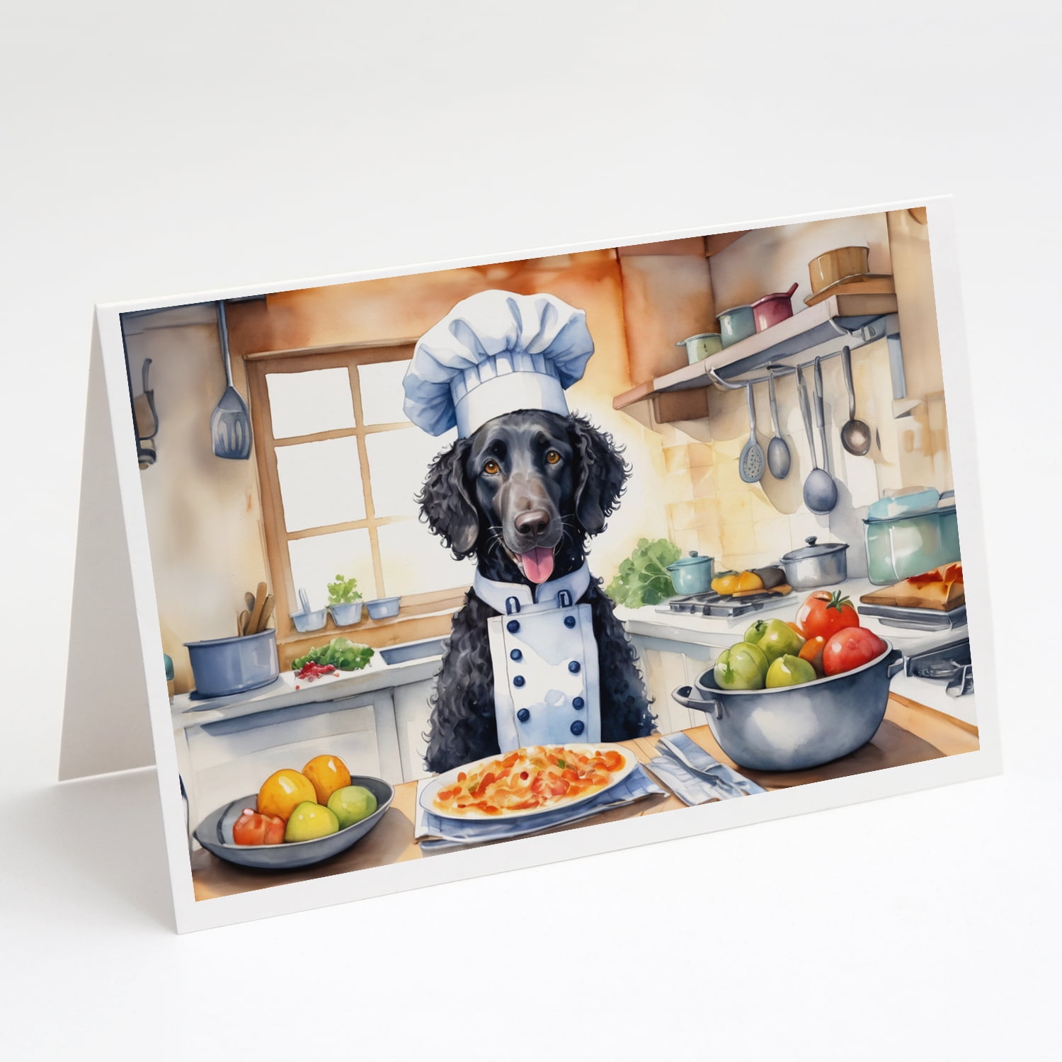 Curly-Coated Retriever The Chef Greeting Cards Pack of 8 7 in x 5 in