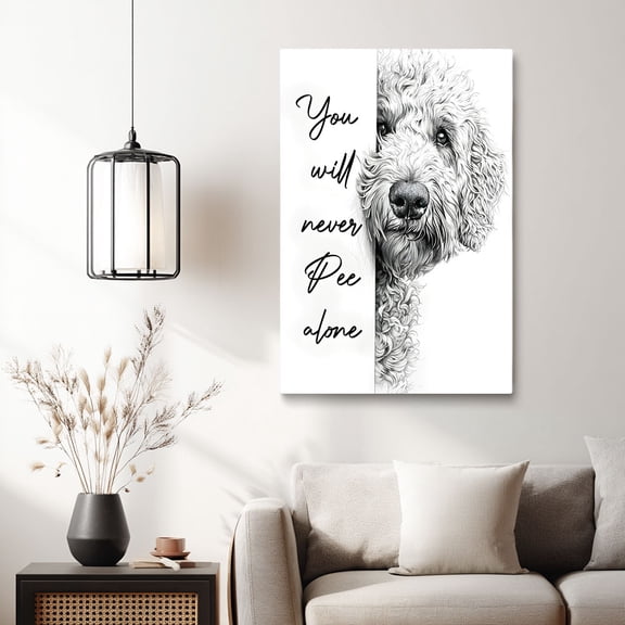 Curly Dog Funny Quote Canvas Wall Decor Ready to Hang Bathroom Bedroom