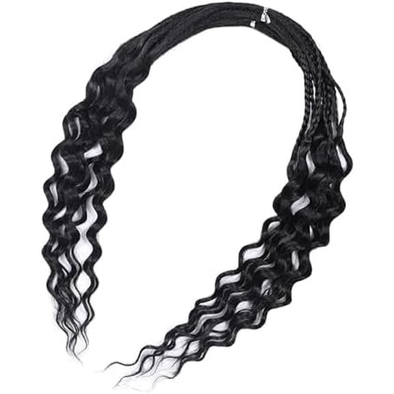Curly Dreads with Box Braid Boho Style Dreads Synthetic Double Ended Dreadlock Extensions 16inches 10 Strands Thin Soft DE Dreadlock Extensions (Black 1B, 16inch)