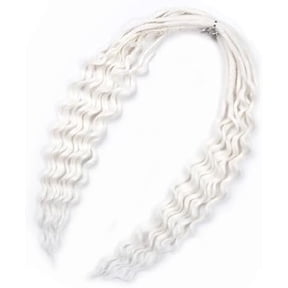 Curly Dreads with Box Braid Boho Style Dreads Synthetic Double Ended Dreadlock Extensions 16inches 10 Strands Thin Soft DE Dreadlock Extensions (White, 16inch)