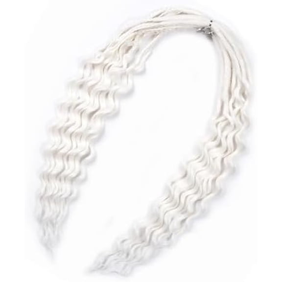 Curly Dreads with Box Braid Boho Style Dreads Synthetic Double Ended Dreadlock Extensions 16inches 10 Strands Thin Soft DE Dreadlock Extensions (White, 16inch)