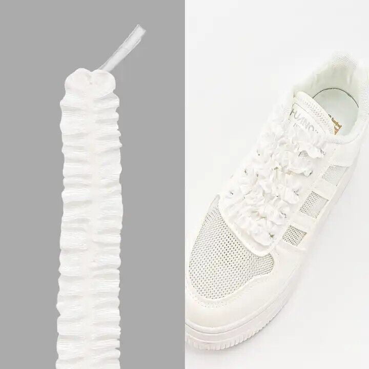 Curly Elastic Shoelaces Spiral Laces Ribbon For Wedding Bride Shoe Sneaker &More (MPN45 " White