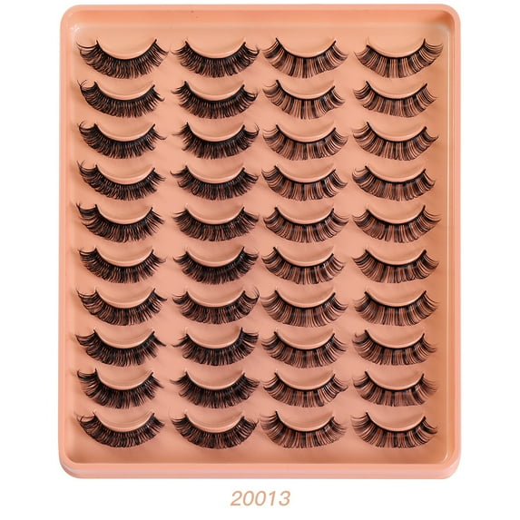 Curly False Eyelashes 20 Pairs Pack - Thick Natural Grafting Effect, Premium Lashes for Daily Makeup & Special Occasions