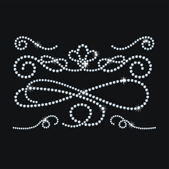 Curly Flower Iron on Rhinestones Transfer 11.7x8.3 Inch Swirl Pattern Flower Heat Transfer Decal Bling Crystal Decals Heat Transfer Patch Clothing Repair Applique for T-Shirt Clothing