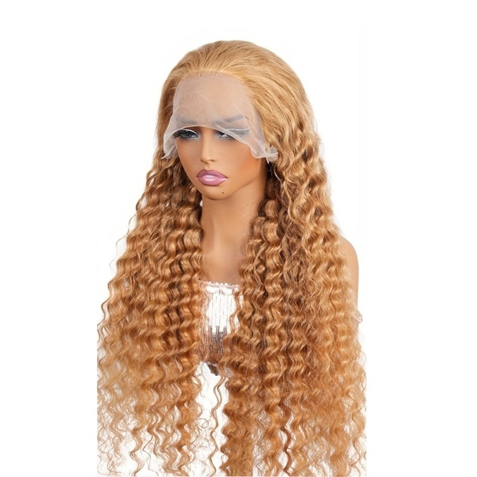 Curly HD Transparent Lace Front Wig Deep Wave Honey Blonde Human Hair Pre Plucked Wigs 200 Density