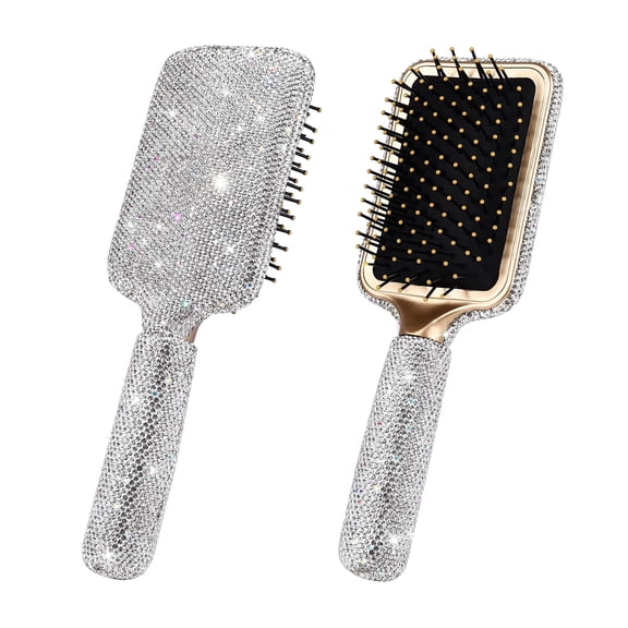 Curly Hair Brush, Luxury Rhinestone Detangling Brush, Stylish Bling Paddle Brushes Gift for Women's All Hair Types