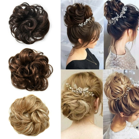 Curly Hair Bun Messy Synthetic Chignon Hairpiece Hair Bun Extensions 4# Darkest Brown