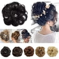 thumbnail image 1 of Curly Hair Bun Messy Synthetic Chignon Hairpiece Hair Bun Extensions R25# Bleach Brown & Light Bleach Blonde, 1 of 5