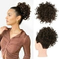 thumbnail image 1 of Curly Hair Bun Wig Wrap with Drawstring, High-Temperature Silk Synthetic Hairpiece for Ponytail or Updo, Adjustable Bangs, 25CM Length, Multi-Color Options, 60g Weight, 1 of 1