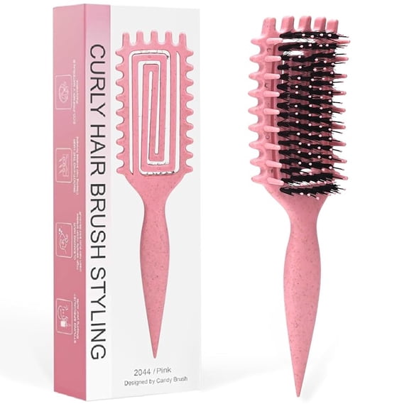 Curly Hair Defining Brush,With Side Gear Ergonomic Design for Curls,Waves,Volume on Wet Dry Hair