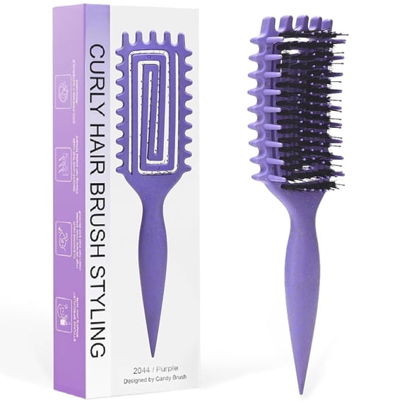 Curly Hair Defining Brush,With Side Gear Ergonomic Design for Curls,Waves,Volume on Wet Dry Hair