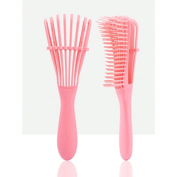 Curly Hair Detangling Brush, Flexible Bristle Comb for Afro Textured 3/4ABC Hair, Pain-Free Wet/Dry Detangler for Natural Hair CarePink)