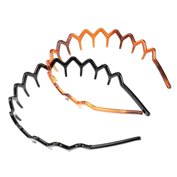 Curly Hair Headbands Zigzag Hair Headband Wavy Toothed Hairband 2Pcs Plastic Wavy Headband Sharks Hair Hoop for Women Man Girls Hair Decoration Zig Zag Hair Band Metal Headband