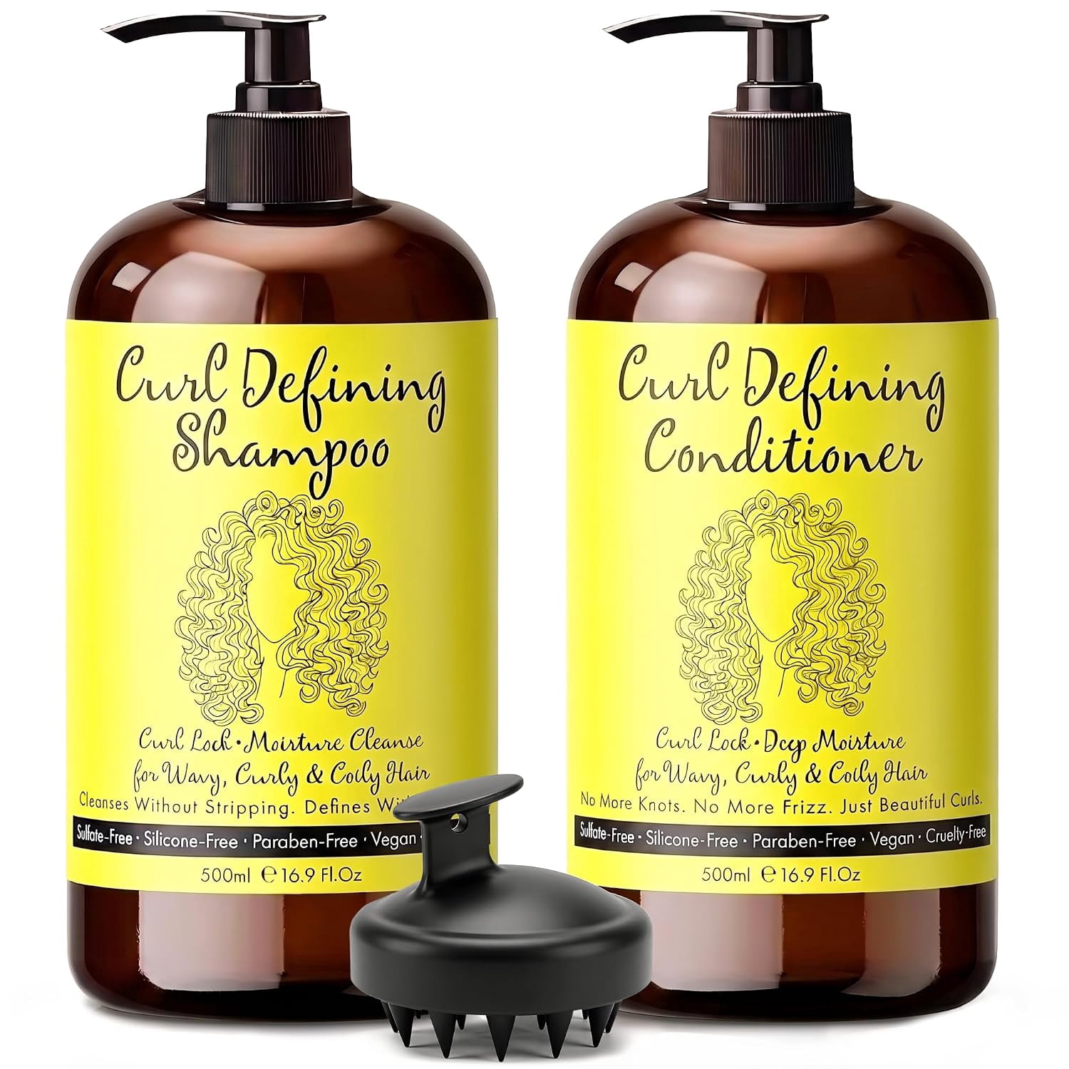 Curly Hair Shampoo and Conditioner Set for Frizz Control & Curl ...