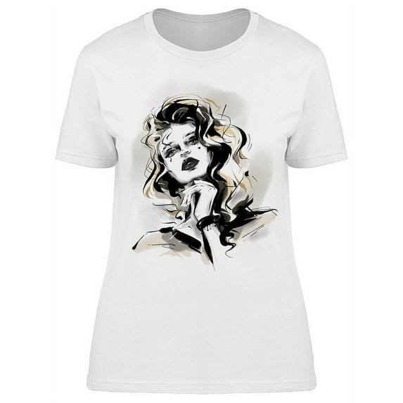 Curly Haired And Gorgeous Woman T-Shirt Women -Image by Shutterstock, Female x-Large