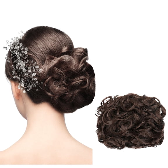 Curly Human Hair Wig Mega Large Thick Curly Chignon Messy Bun Updo Clip In Hair Extensions As Real