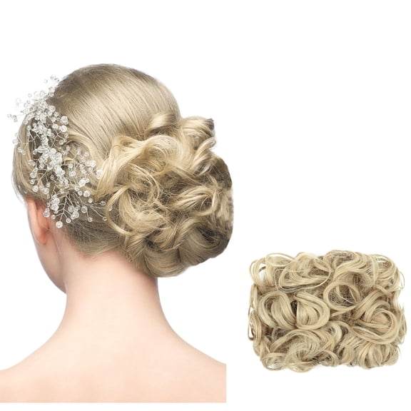 Curly Human Hair Wig Mega Large Thick Curly Chignon Messy Bun Updo Clip In Hair Extensions As Real