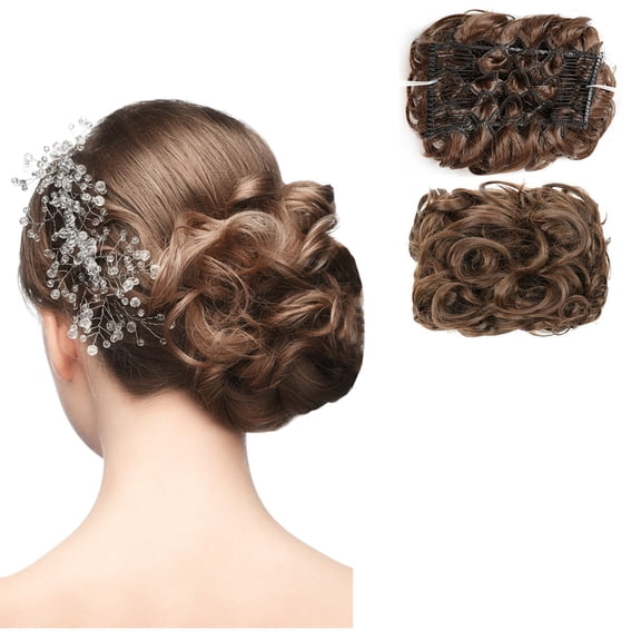 Curly Human Hair Wig Mega Large Thick Curly Chignon Messy Bun Updo Clip In Hair Extensions As Real