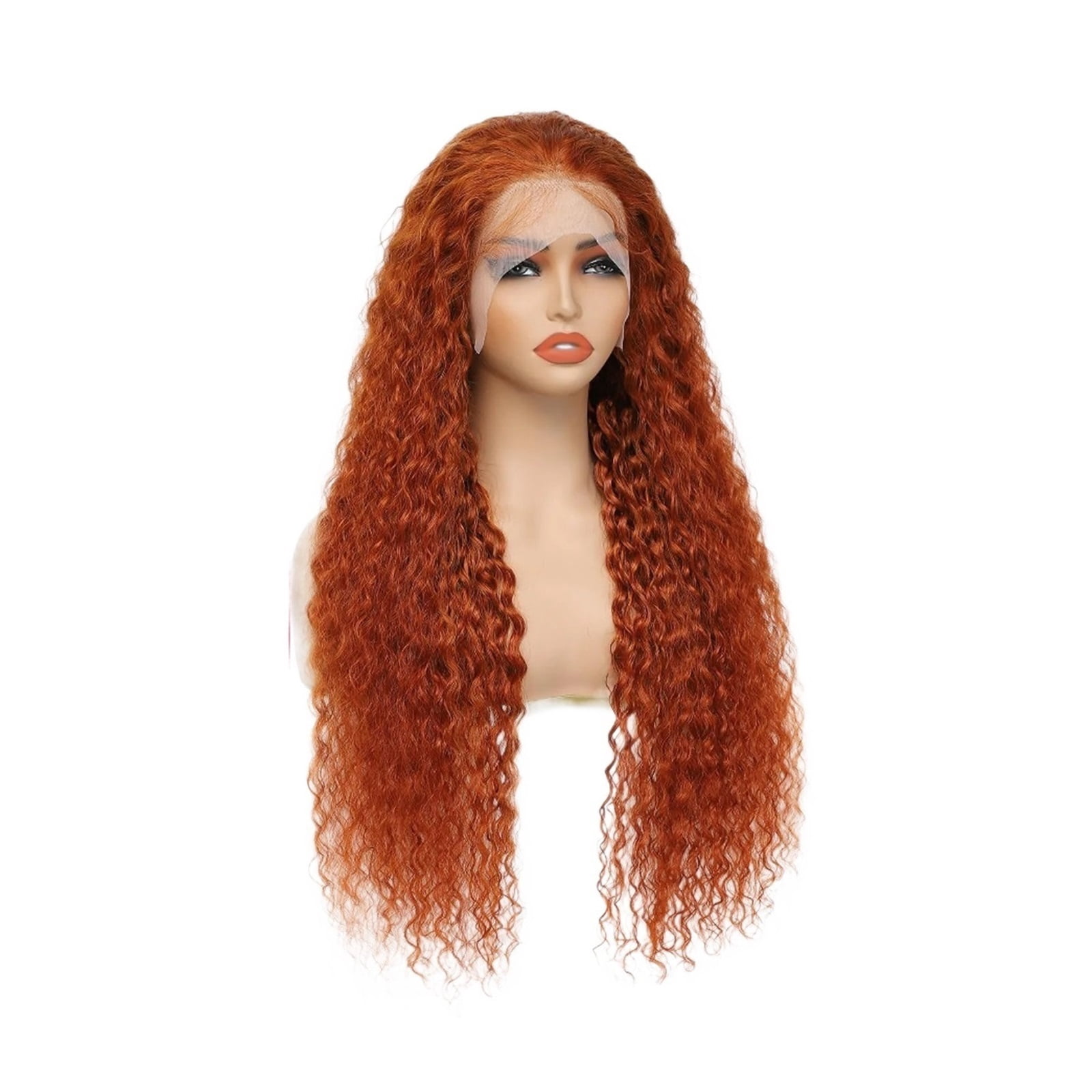 Curly Human Hair Wigs 250 Density Ginger Deep Wave 13x6 HD Lace Frontal ...