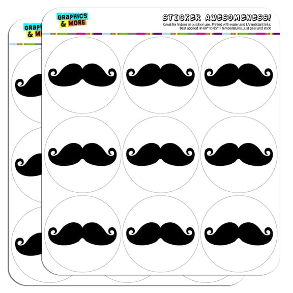 Curly Mustache Funny 2" Scrapbooking Crafting Stickers