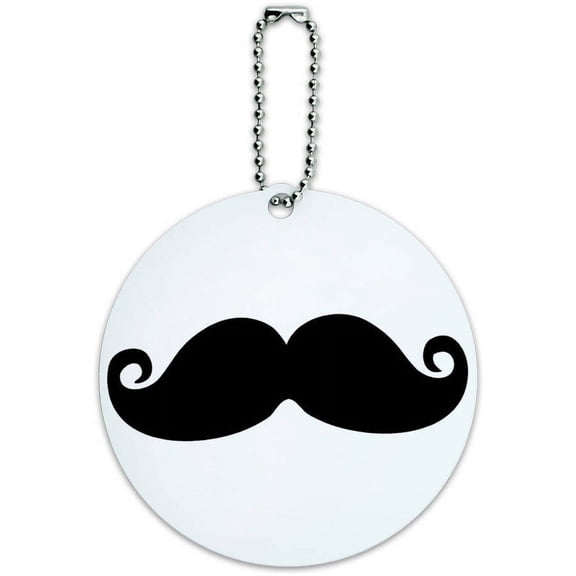 Curly Mustache Funny Round Luggage ID Tag Card for Suitcase or Carry-On