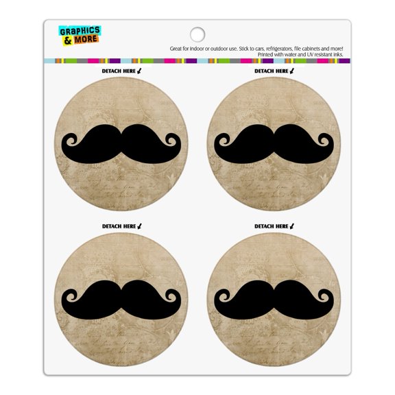 Curly Mustache Refrigerator Fridge Locker Vinyl Circle Magnet Set