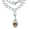 thumbnail image 1 of Curly Mustache Silver Plated Bracelet with Antiqued Oval Charm, 1 of 4