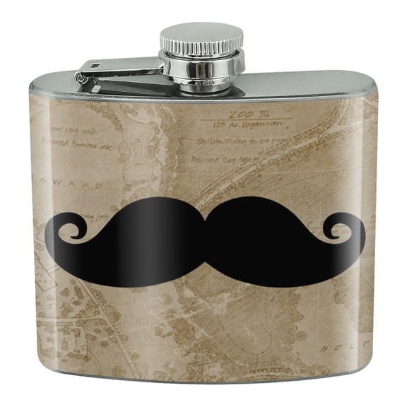 Curly Mustache Stainless Steel 5oz Hip Drink Kidney Flask