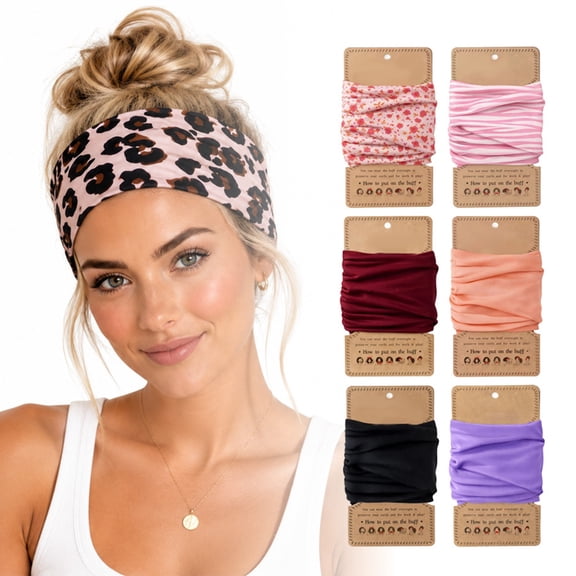 Curly Pineapple Headband — Wide Headband for Adults — Elastic, Non-Slip Bohemian-Style Headband for Curly Hair — Soft Fabric Yoga and Workout Headband（Leopard print）