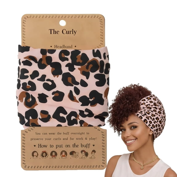 Curly Pineapple Headband for Women, Extra Wide Stretchy Anti-Frizz Sleep Scarf, Soft Breathable Night Hair Wrap for Thick Curly Coily Natural Hair, Pineapple Method Hair Accessory