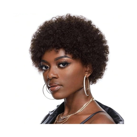 Curly Pixie Cut Bangs Wig Human Hair Short Wig Full Machine Made Wig