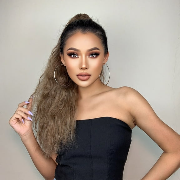 Curly Ponytail Extension Brown Claw Clip Ponytail Extension Synthetic Hair Extensions